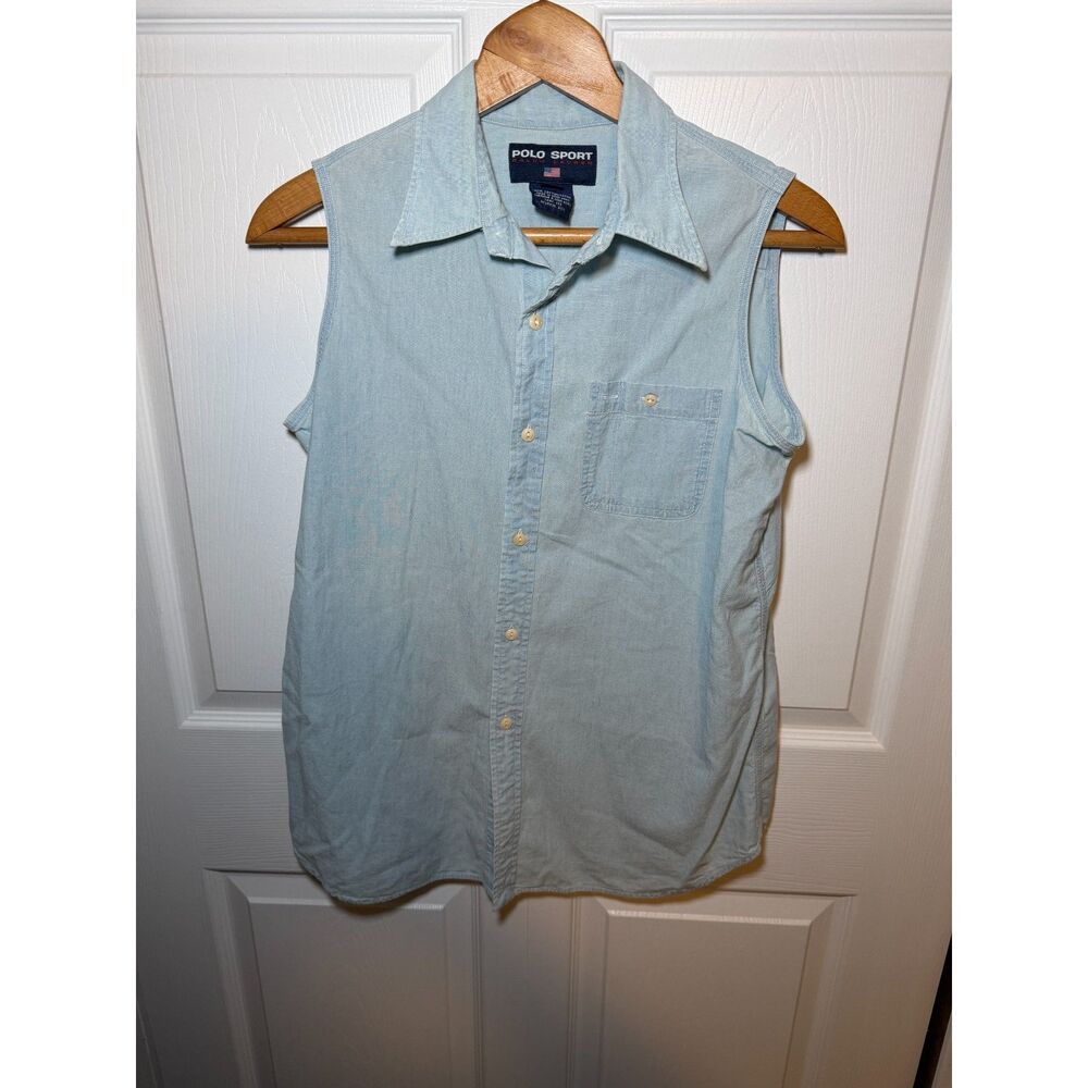 Vintage Polo Sport Ralph Lauren Sleeveless Button Front Shirt Women's 12